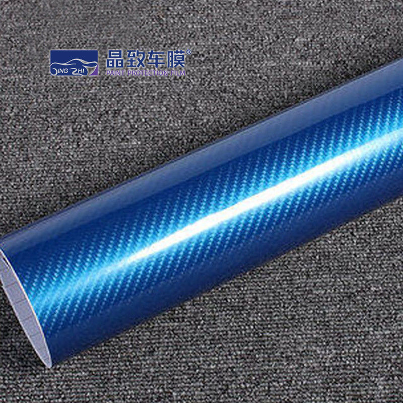 1.52x30M van de de Koolstofvezel van de HUISDIEREN de Vinylfilm 3D Donkerblauwe Stretchable Kleur