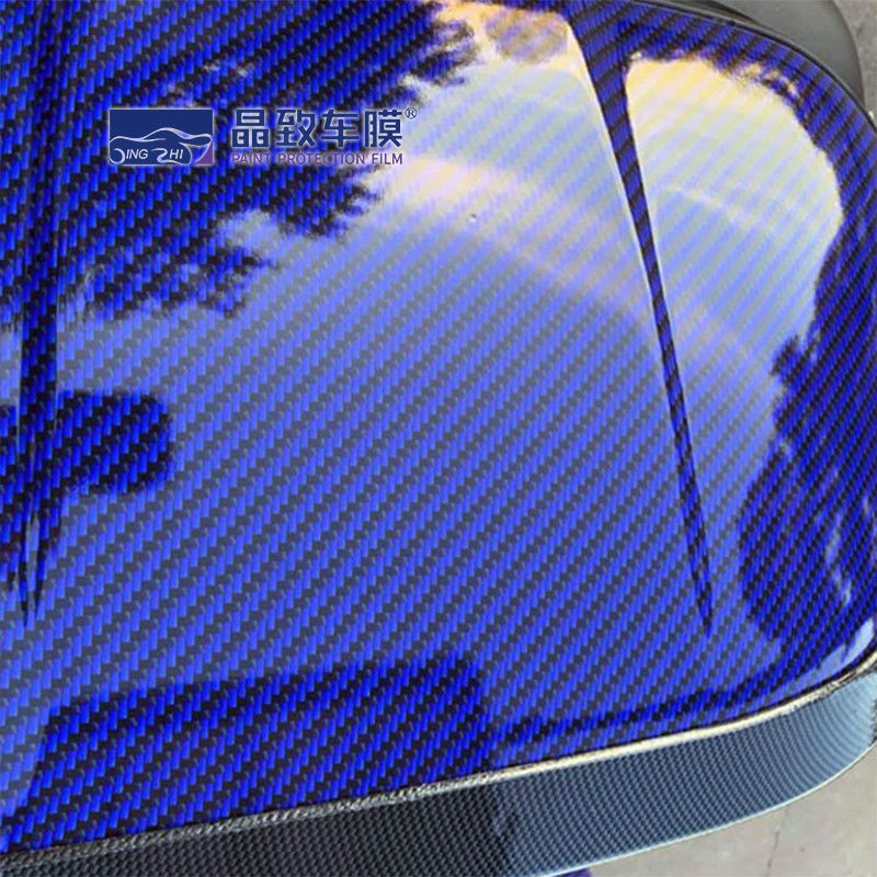 1.52x30M van de de Koolstofvezel van de HUISDIEREN de Vinylfilm 3D Donkerblauwe Stretchable Kleur