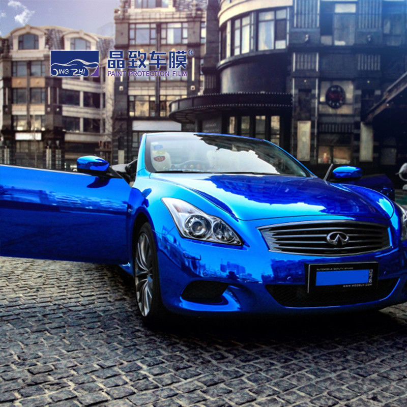 1.52x18 M 5x59FT Fabriek Prijs Luchtbel Gratis Full Vehicle Wrapping Films Chrome Spiegel Blauw Auto Body Sticker auto Vinyl