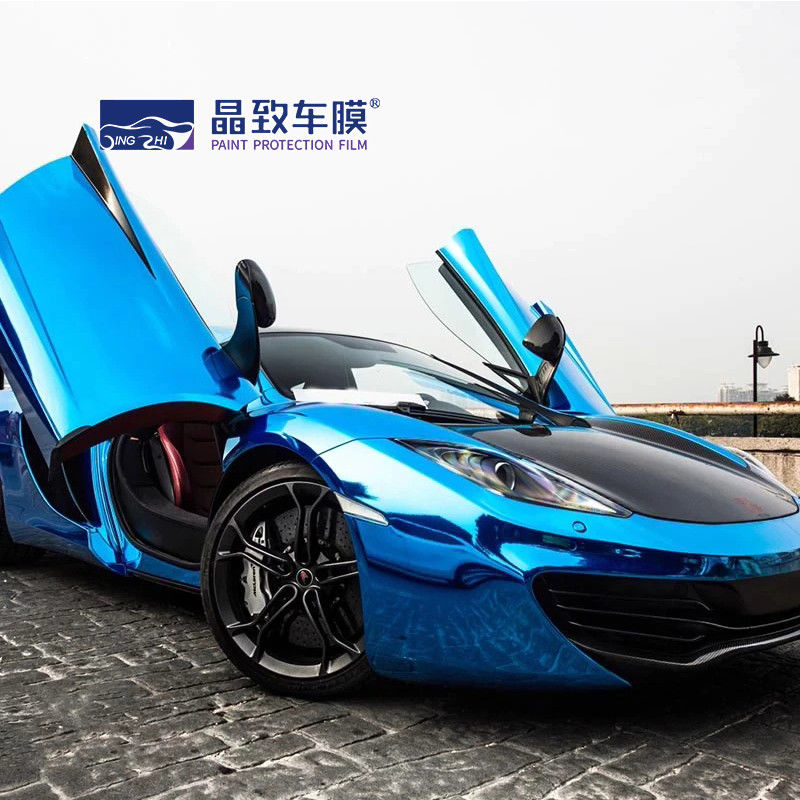 Stretchable Chrome Vinylomslag van Derek Blue Car Care Product als Spiegelfilm 1.52*18m--Manufactory direct